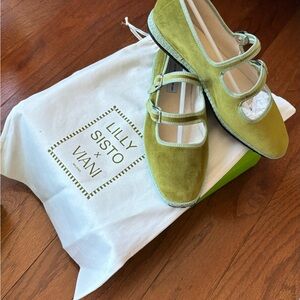 Lilly Sisto x VIANI Milano handmade Pistachio Double Mary Jane Friulane